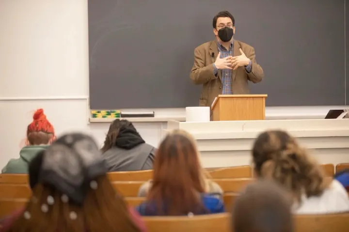 Derek Miller teaches a course that examines race and ethnicity, gender and sexuality, and disability representation on Broadway.