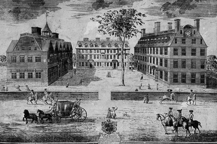William Burgis engraving of campus from 1726.
