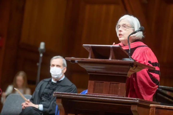 “High academic achievement and accolades from such an excellent college as this are not a prize; they are a calling to do one’s utmost to serve the common good,” said Theda Skocpol at the Phi Beta Kappa Literary Exercises in the Sanders Theatre.