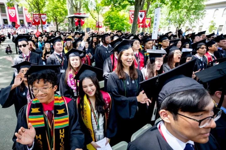 Harvard graduates celebrate Commencement 2022 in Tercentenary Theatre.