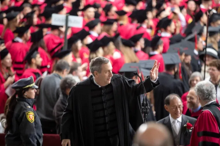 Harvard President Larry Bacow at Commencement in 2019.