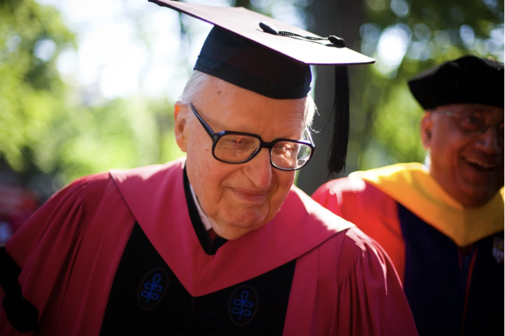 Henry Rosovsky in commencement cap and gown