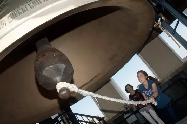One of the majestic bells that will be heard from the Lowell House tower.