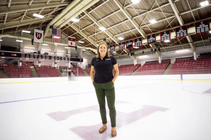 Coach Laura Bellamy at the Bright-Landry Ice Hockey Center.