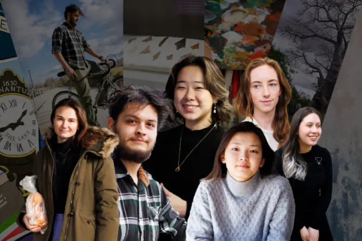 Photo illustration by Liz Zonarich/Harvard Staff of a collage of 6 students