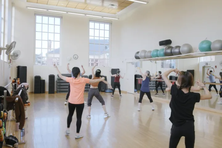 students in exercise dance clas