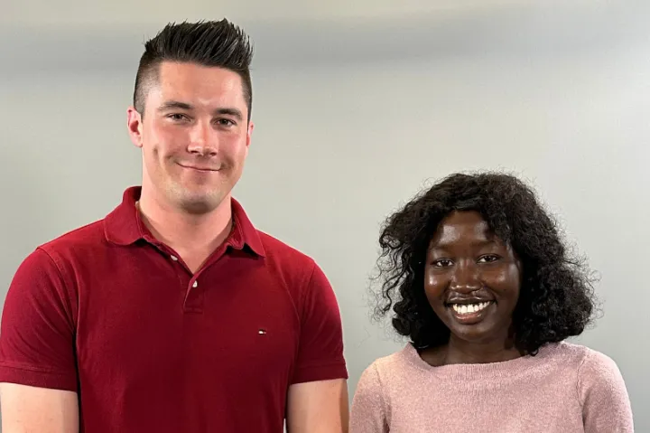 Two Harvard College students and friends (from left to right): Dustin and Liz.