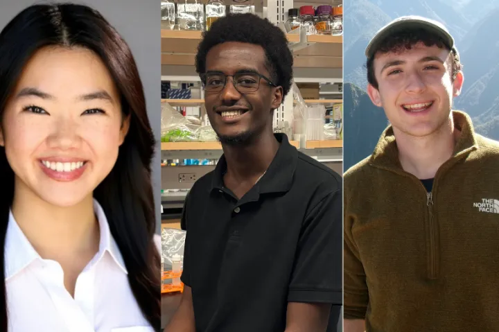 3 separate headshots side by side. From Left to Right: Lauren, Yerosen, Benjamin.