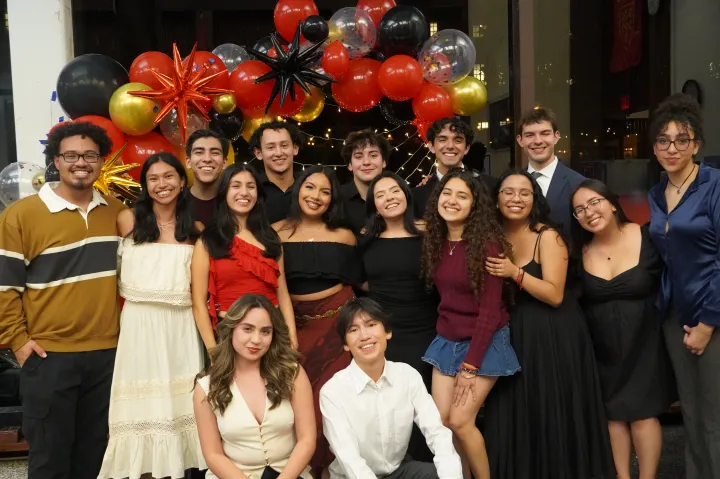 The Fuerza Latina 2025-2026 Board smiles together after the Ritmo Latino celebration. 