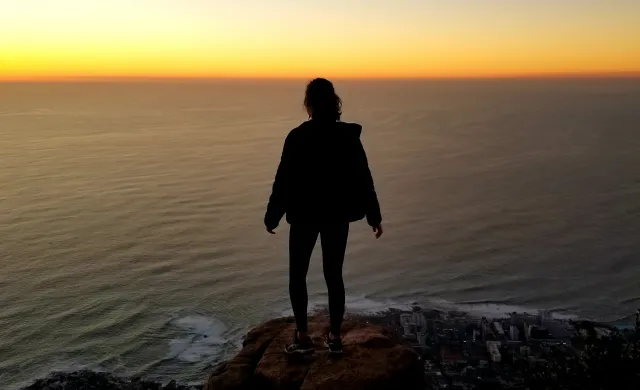 Overlooking Cape Town, South Africa from the peak of Lion's Head