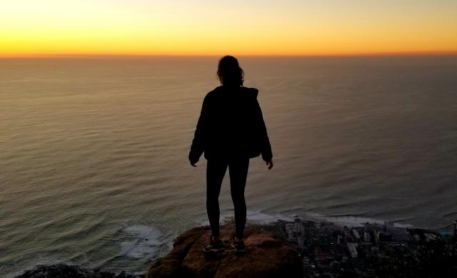 Overlooking Cape Town, South Africa from the peak of Lion's Head