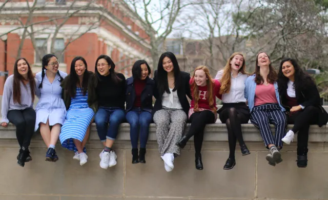 Maria posing with her block mates before they had to move out. 
