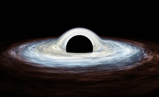 Cosmic black hole with debris flying around