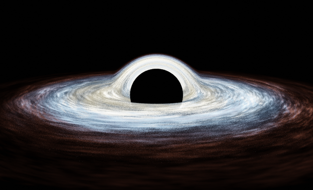 Cosmic black hole with debris flying around