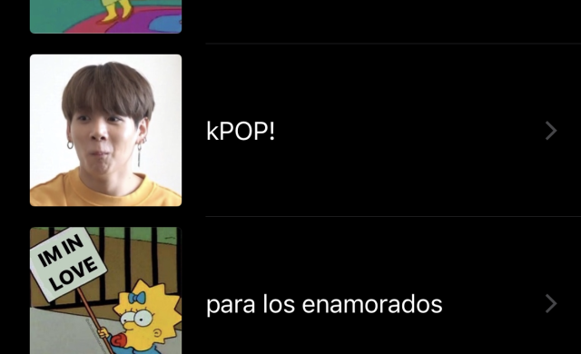 A screenshot of some of my playlists. 