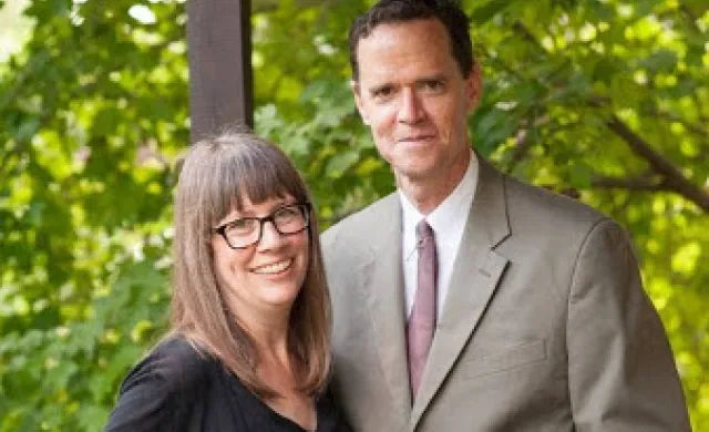 A portrait of Stephanie Paulsell and Kevin Madigan, faculty deans of Eliot House.