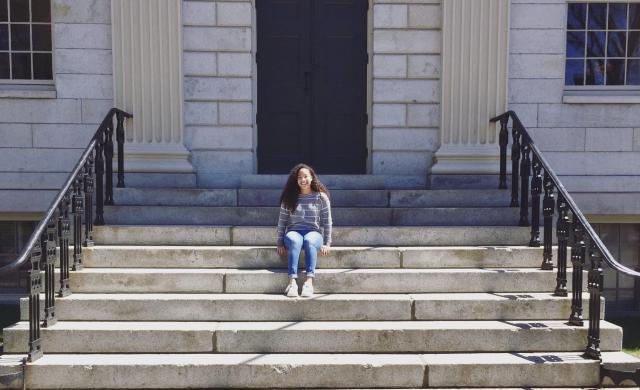 Girl sitting on steps
