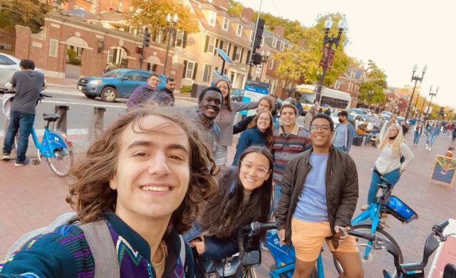 a photo of my friends and I on Massachusetts Blue Bikes