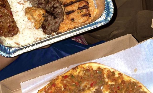 Lahmacun and combo chicken platter from Turkish Lazuri Cafe