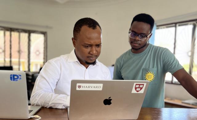Inno Munai and his mentor, Mr. Grayson Julius, at IPF Softwares.