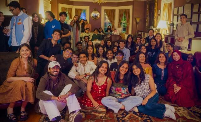 Students gathered to watch the Sur Sagar perfromances