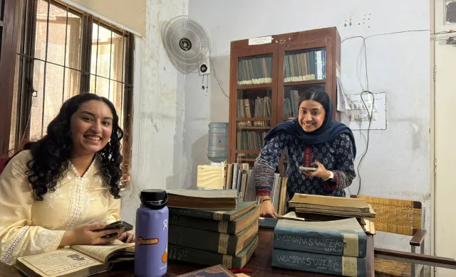 Studying in the library