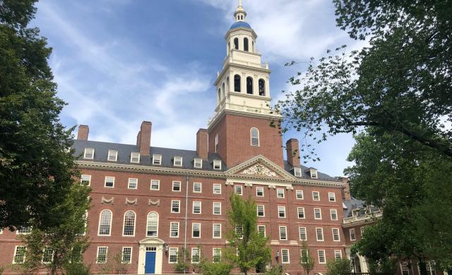 Picture of Lowell House belltower against blue sky