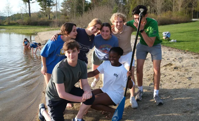 Friends I made from my entryway and I posing for a picture before we go kayaking.