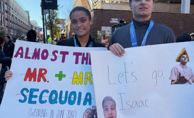 Secquoia and her fiancé after running the Cambridge Half Marathon 