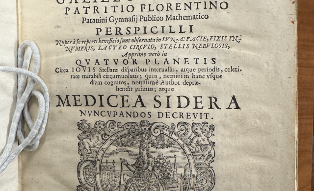 A photo of a book by Galileo in Houghton Library