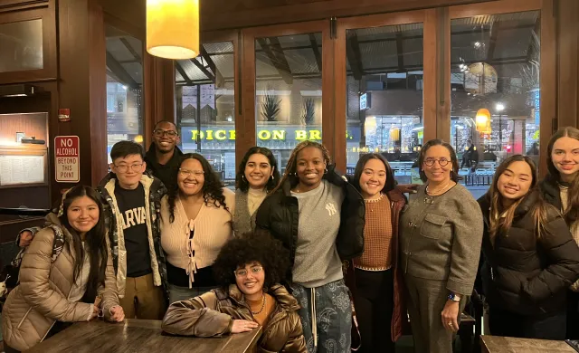 A group of students and their professor at Felipe's. 