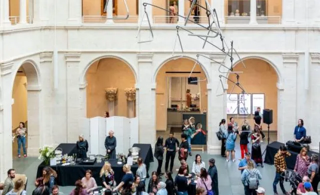 a photo of people inside the Harvard Art Museums