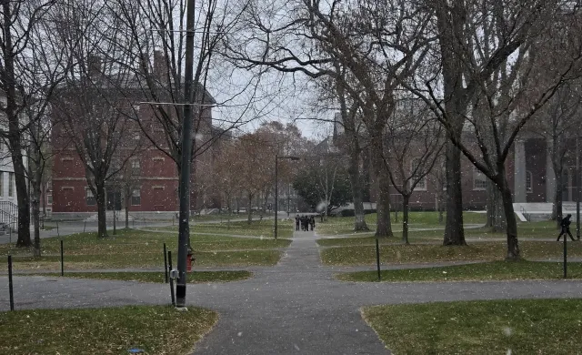 Tercentenary Theatre with snowfall