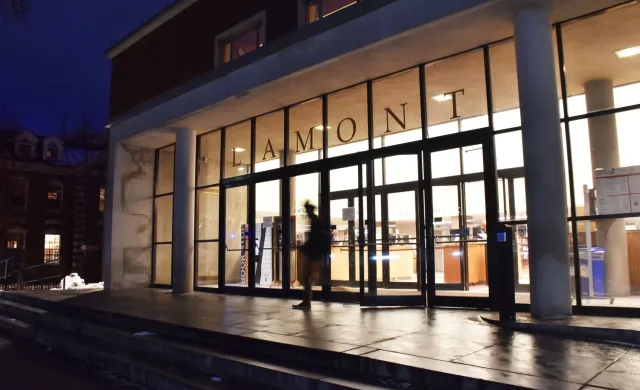 Image of the front of Lamont Library