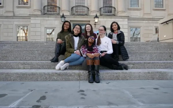My blockmates and I on the steps of Winthrop House