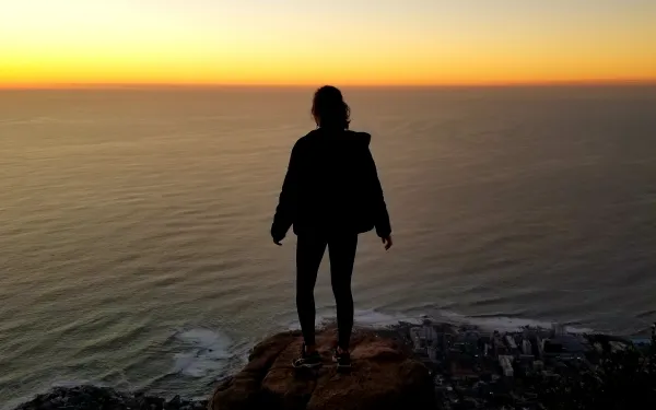Overlooking Cape Town, South Africa from the peak of Lion's Head