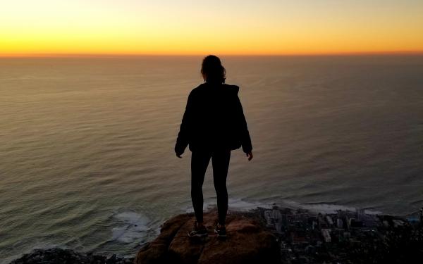 Overlooking Cape Town, South Africa from the peak of Lion's Head
