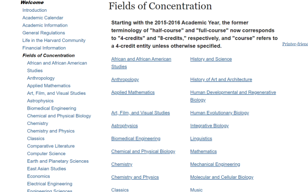 Concentrations | Harvard