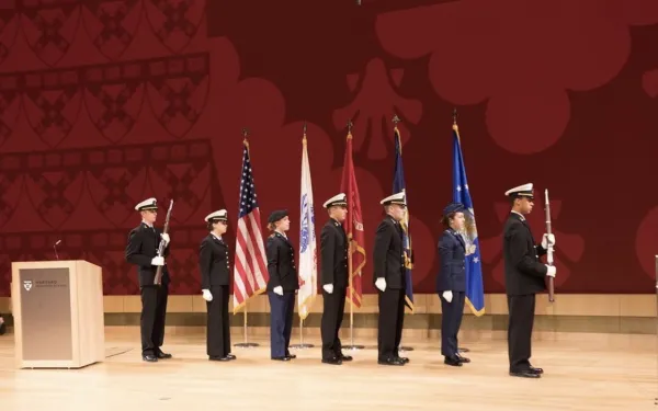 This is a photo of me doing the color guard for the Harvard Business School Veteran's Day Ceremony which ROTC members are invited to attend.