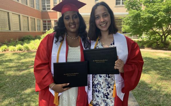 A friend and I celebrating our high school graduation!