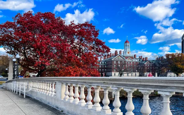 Weeks Bridge leading to Dunster House over the Charles River.