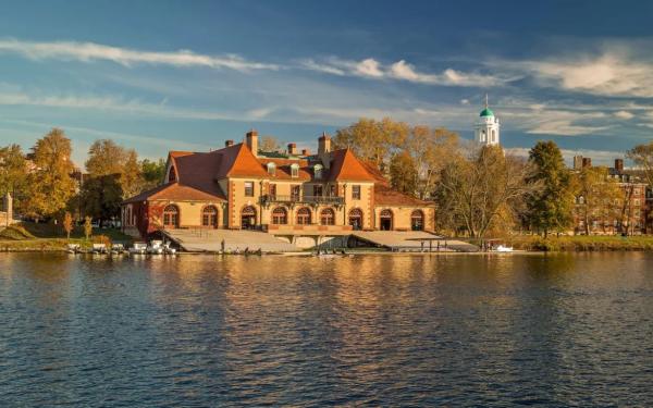 Image of boathouse across the Charles River