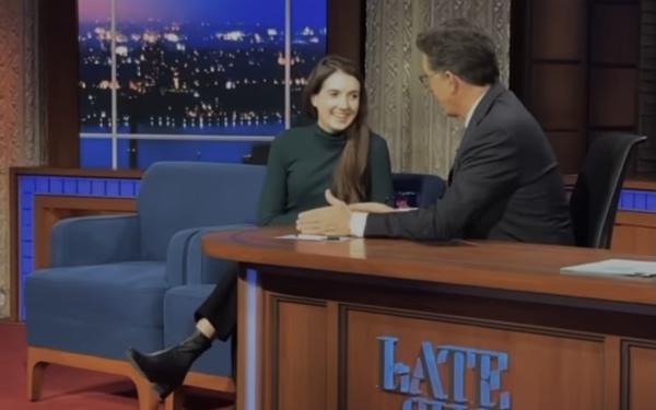 Carly Hillman &#039;15 with Stephen Colbert
