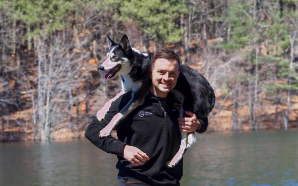 Hudson and his husky-collie rescue Jake 