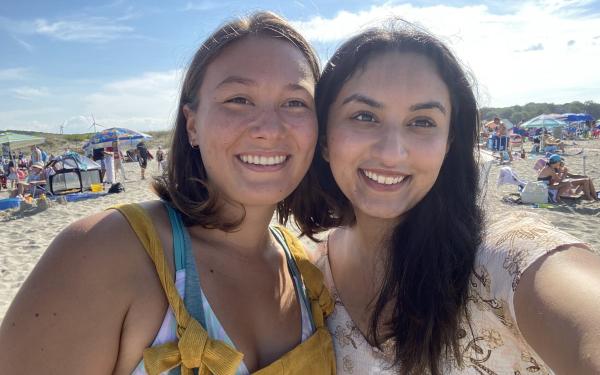 Hana Rehman and her roommate at the beach. 