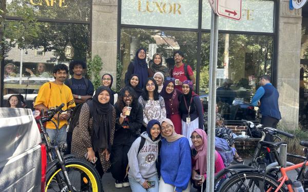 Friends in front of Luxor Cafe