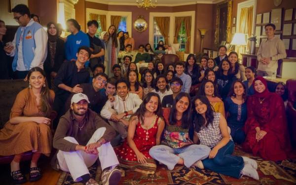 Students gathered to watch the Sur Sagar perfromances