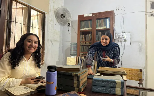 Studying in the library