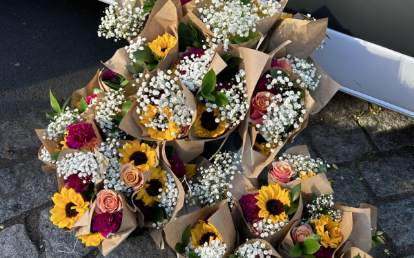 Various colorful flower bouquets which were given to first-gen/low-income student on the kick of of FGLI Visibility Week. 