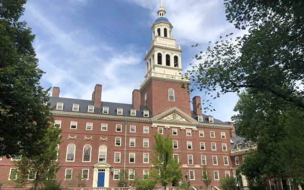 Picture of Lowell House belltower against blue sky